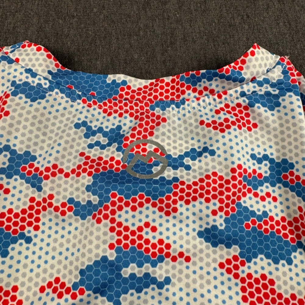 Magellan Outdoors Kids M Red‎ White Blue Hex Camo Fish Gear Long Sleeve Shirt - Picture 9 of 10